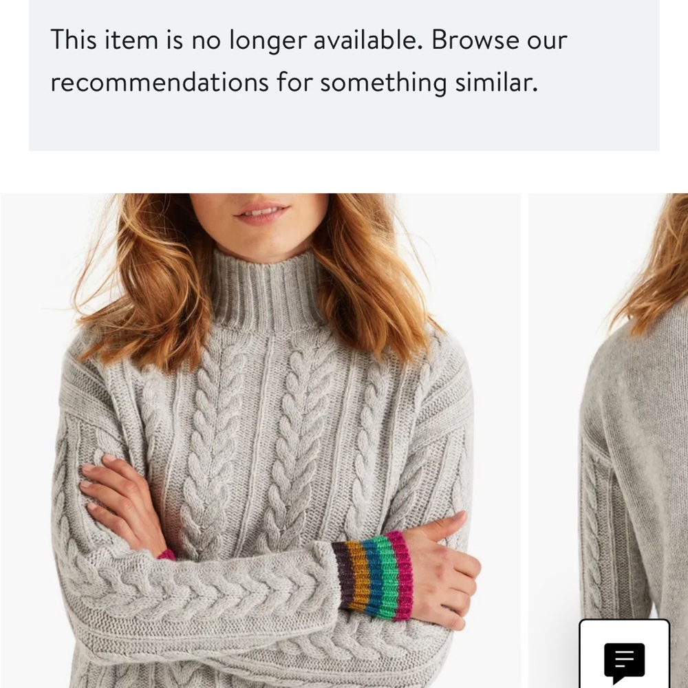 Boden Gray Cable Knit Turtleneck Sweater with Multicolor Cuffs - Picture 6 of 7